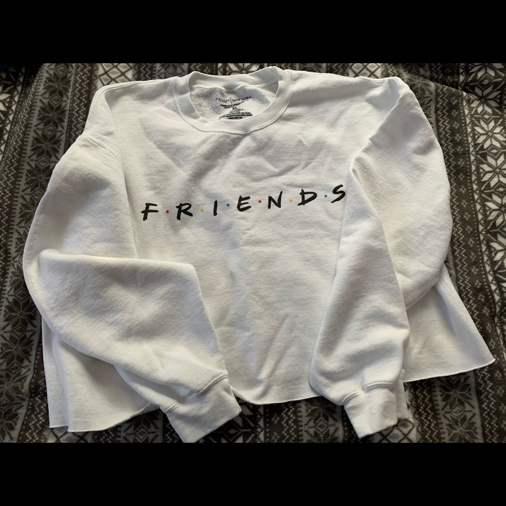 Friends cropped white sweatshirt